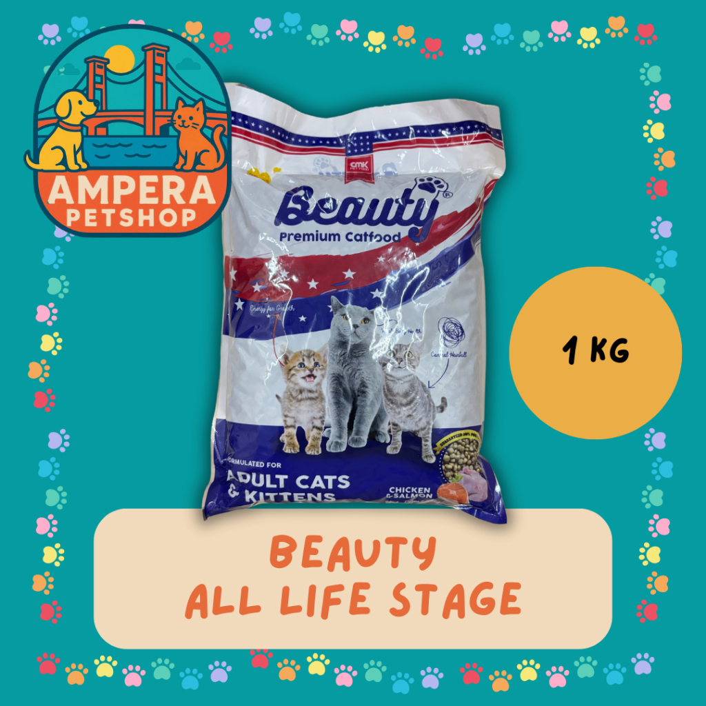 MAKANAN KUCING BEAUTY PREMIUM CATFOOD 1KG PAKAN KUCING PETSHOP PALEMBANG