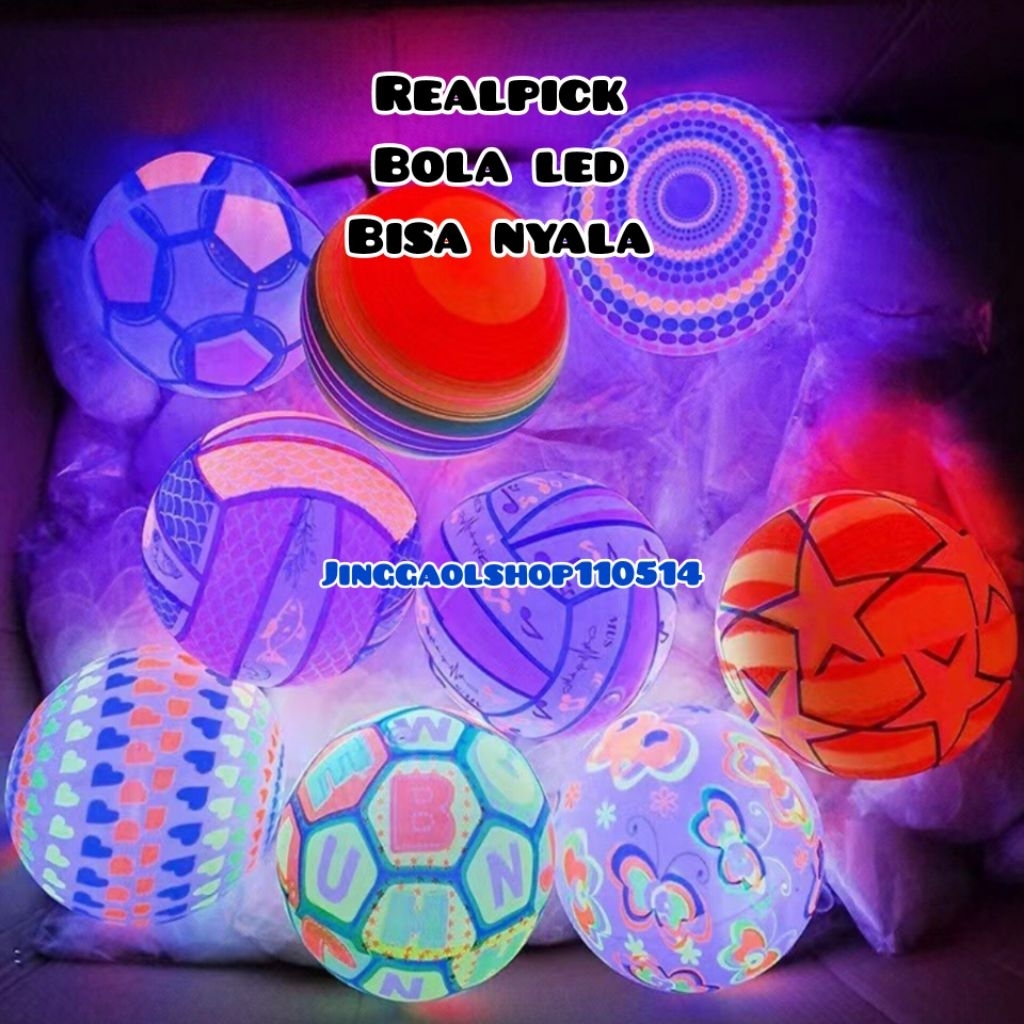 Bola mainan anak nyala bola karet led nyala jumbo
