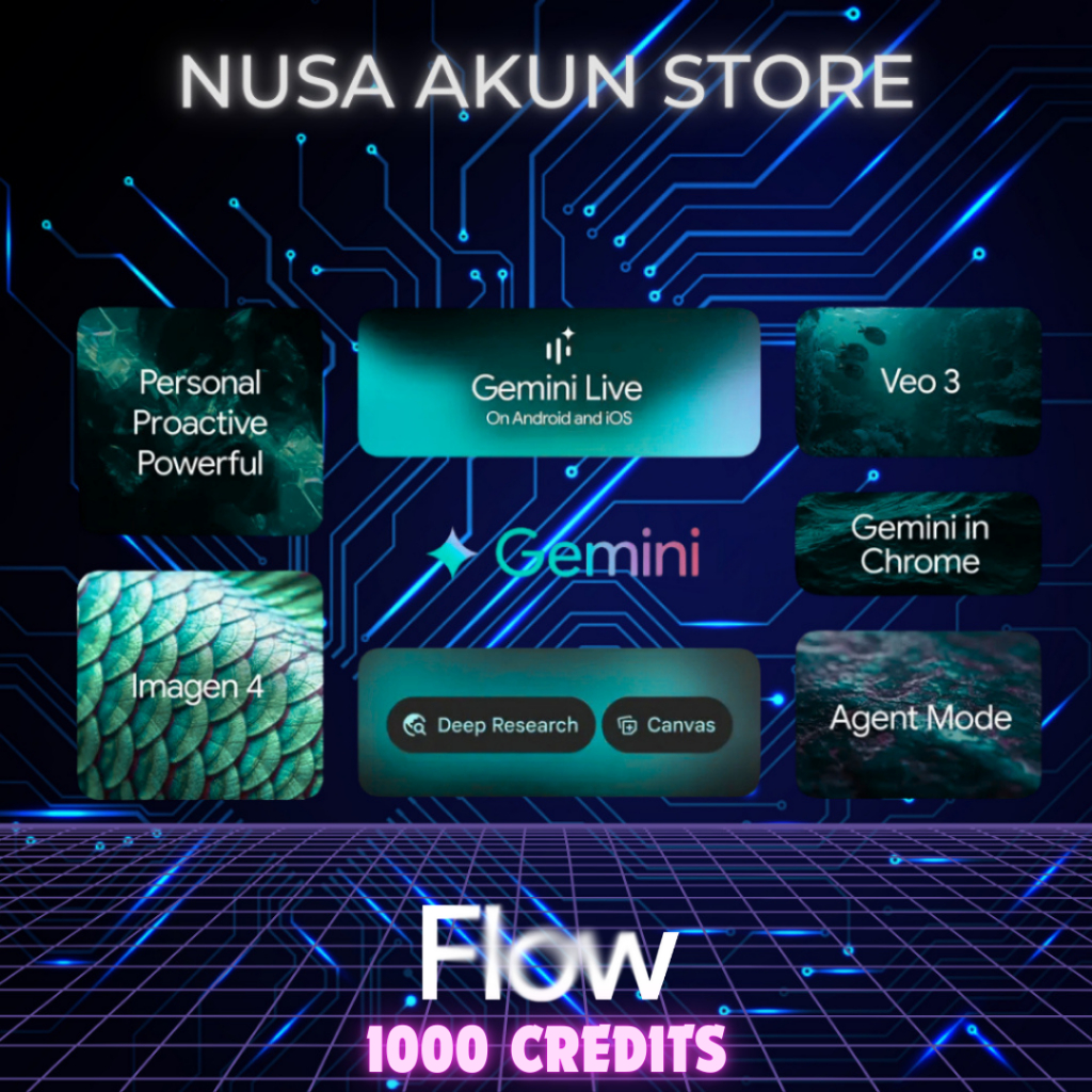 Google Gemini Pro Private Akun | FLOW 1000 Credits | Google Drive 2 TB | Termurahhh Amanahh