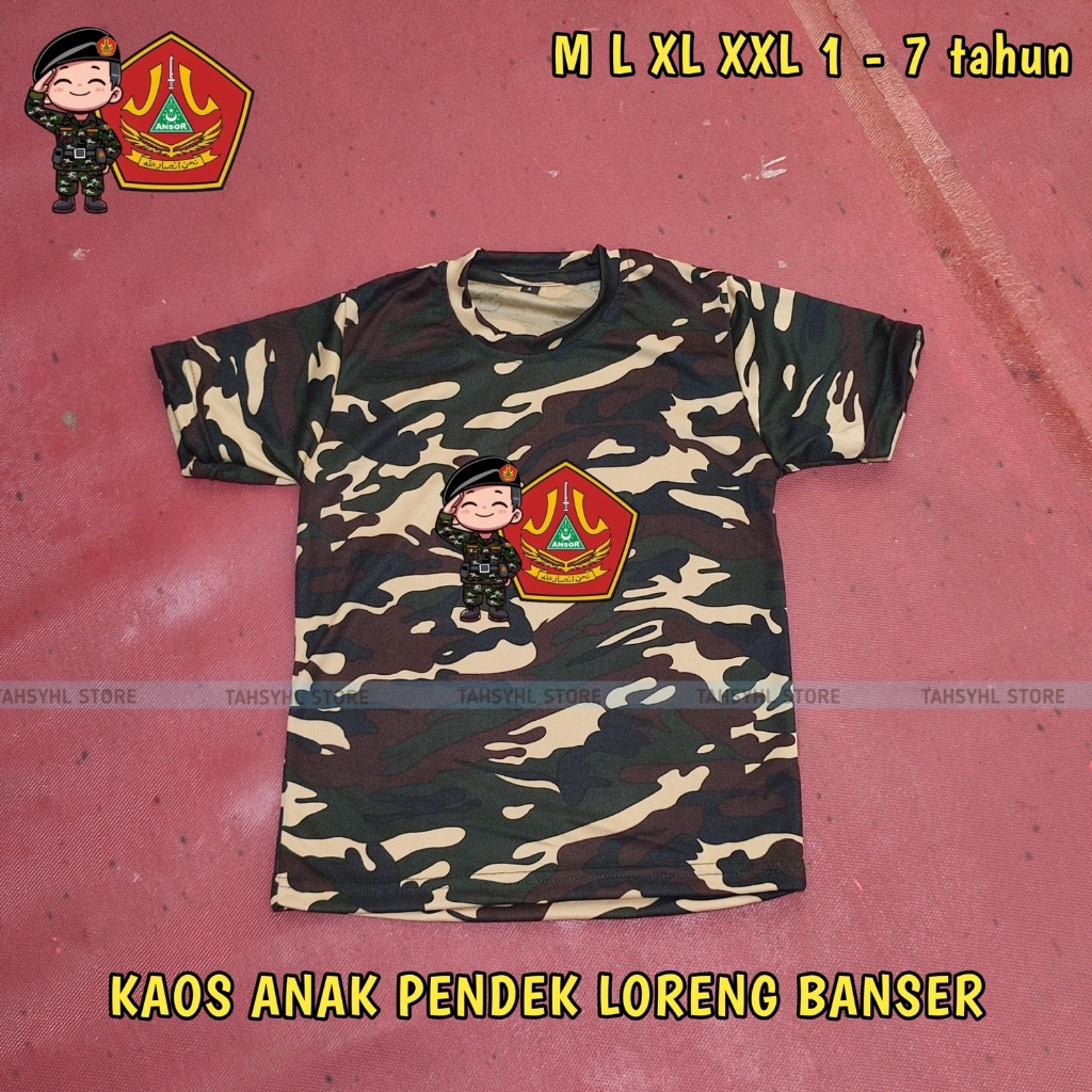 Kaos Anak Pendek Gambar Tentara Cilik Banser - Gaya Militer yang Lucu untuk Si Kecil