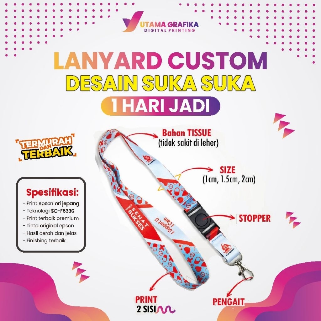 

( ) LANYARD CUSTOM print sublim / tali id card / Kalung ID CARD ukuran 1.5 cm