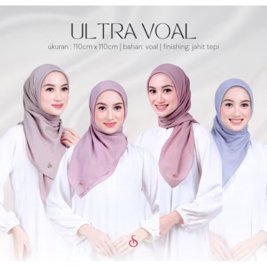 ansania hijab - hijab ultravoal jahit tepi plat s (kerudung hijab segiempat polos)