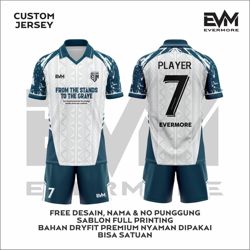 Baju Jersey BLUE ANGEL biru putih Bisa Satuan Full Printing Free Custom EVMSPORTWEAR