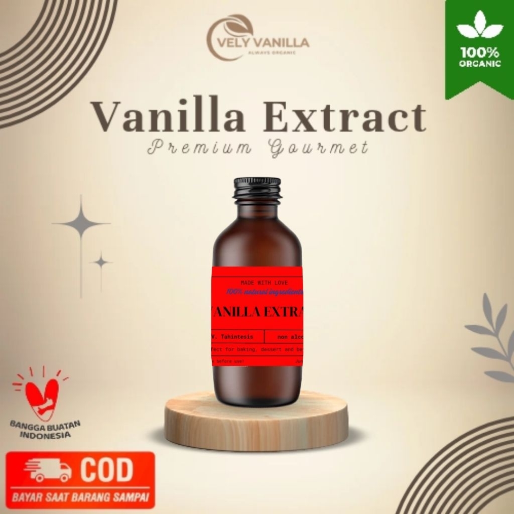 

[ TERLARIS ] Vanilla Extract Tahiti ( Free - Alkohol ) Bahan Baking Premium Gourmet 60ml - 120ml