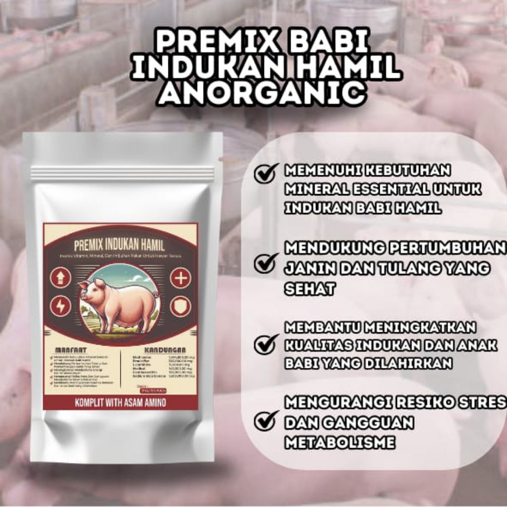 Premix Indukan Hamil Anorganik Komplit Asam Amino @1kg, Memenuhi Kebutuhan Mineral Esensial untukk I