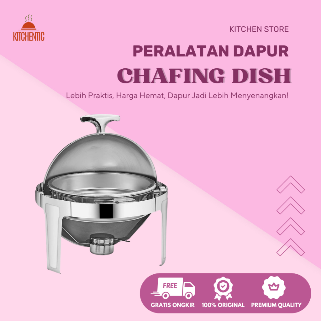 KitchenTic - Rolltop Bulat Prasmanan/Chafing Dish Stainless Steel Premium–Tempat Hidangan Prasmanan
