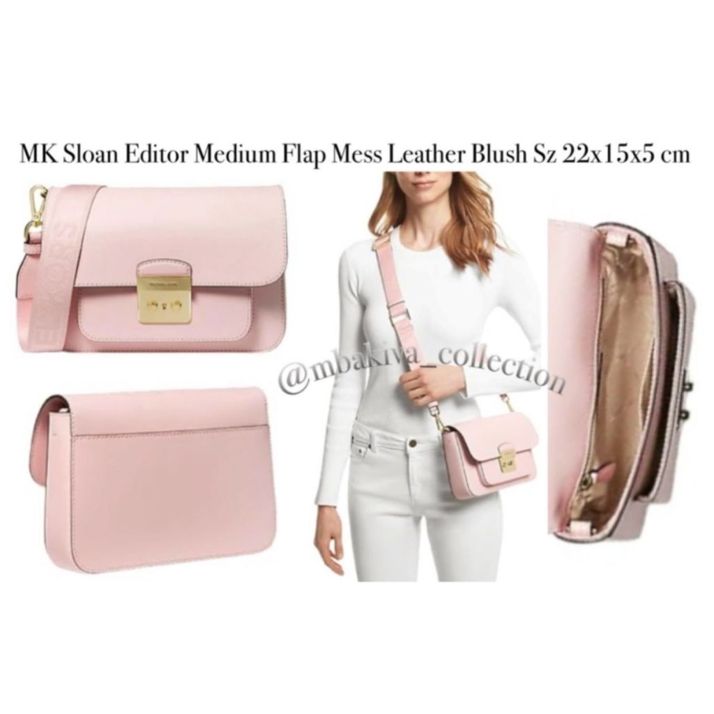 MK Sloan Editor Medium Flap Mess Leather Blush