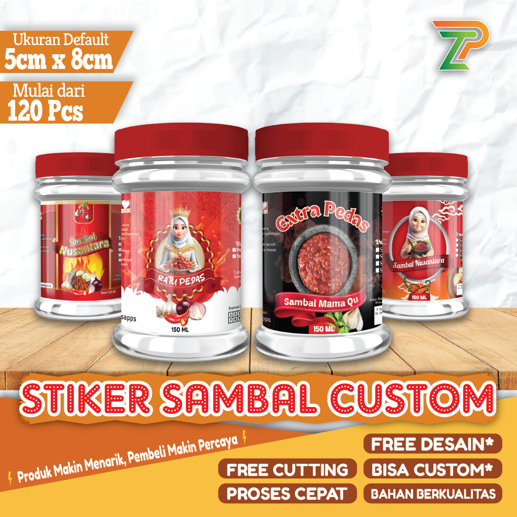 

Cetak Stiker Sambal Custom | Desain Nama & Logo Usaha UMKM | Stiker Botol Toples–Anti Luntur&Elegan