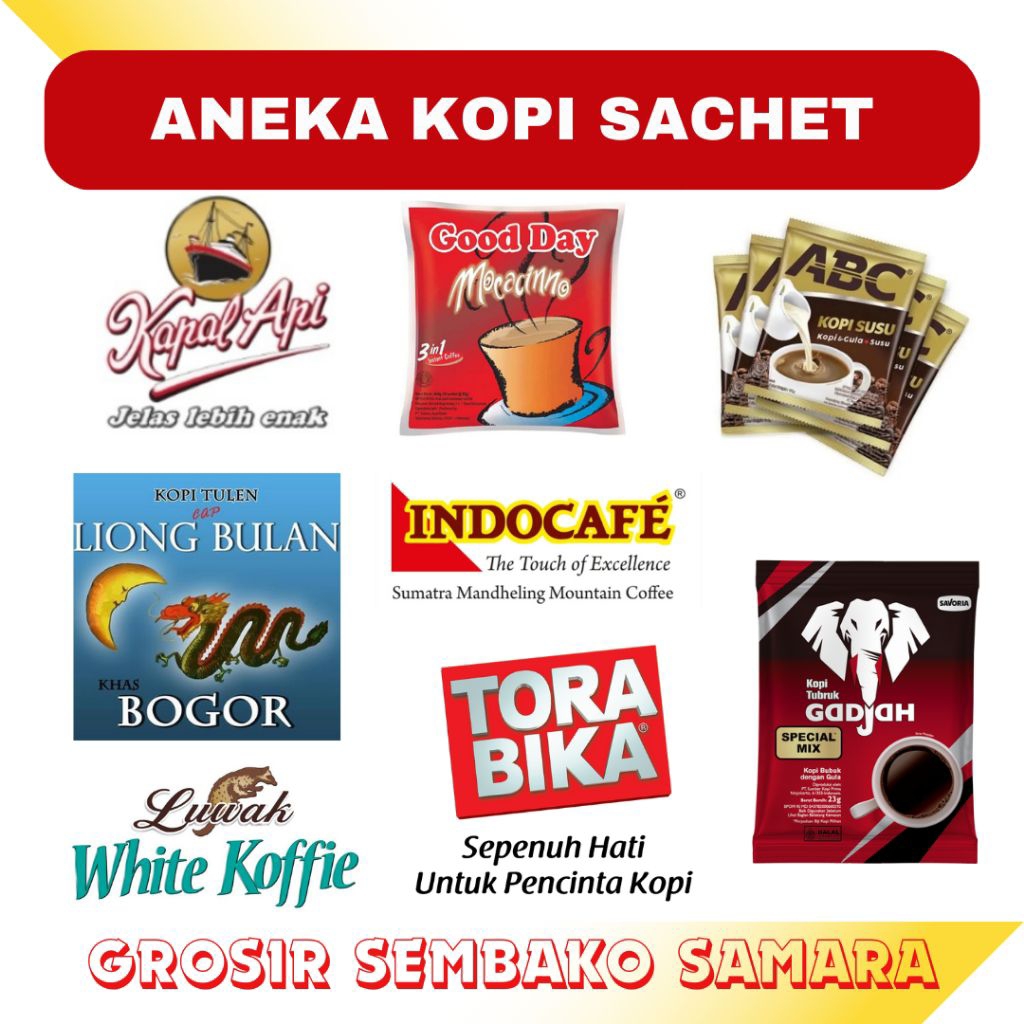 

KOPI INSTAN 1Renceng 10Sachet Liong Bulan Kapal Api Good Day Indocafe Luwak White Koffie