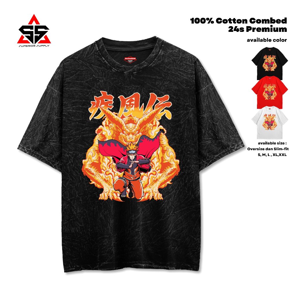 SUPERIOR Kaos NARUTO SHIPPUDEN Oversized washed tshirt Oversize slimfit sandwash Unisex NARUTO-31