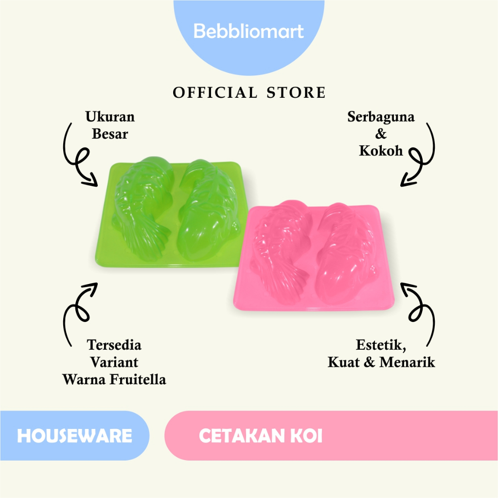 Cetakan Koi Besar Fruitella Bebbliomart / Cetakan Puding Jelly Ikan Koi Jumbo