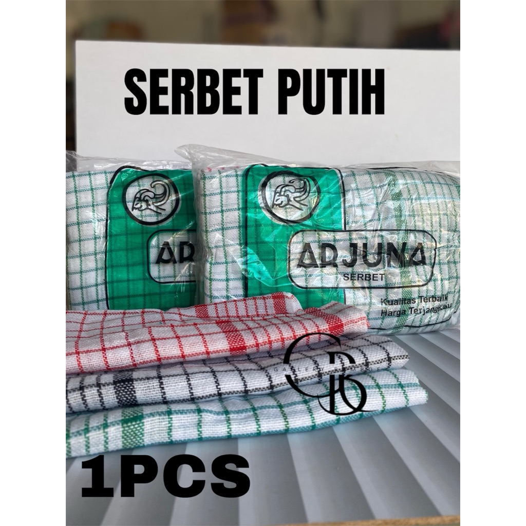 1 PCS SERBET MAKAN PUTIH MOTIF KOTAK KECIL/ serbet putih /kain lap makan putih
