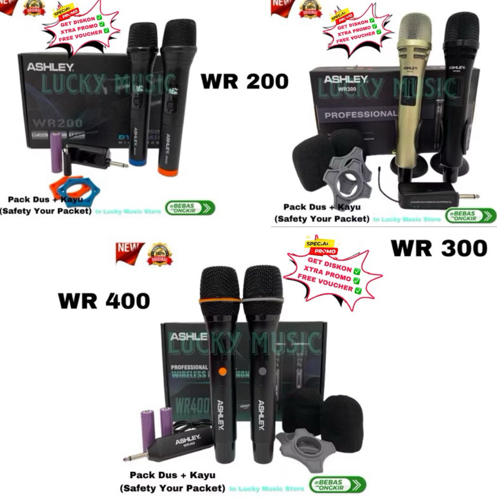 Mic wireless Ashley wr 200 wr 300 wr 400 Original mic wr 200 mic wr 300 mic wr 400 Mic Ashley wr200 