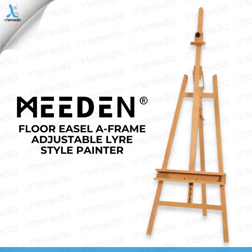 

MEEDEN Large A-Frame Adjustable Artist Easel l Easel Lukis Lyre Style Kayu Beech Premium untuk Kanvas Hingga 123 cm
