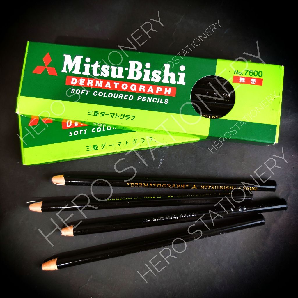 

Pensil kaca pencil glass dermatograph mitsubishi original hitam black . 12 unit
