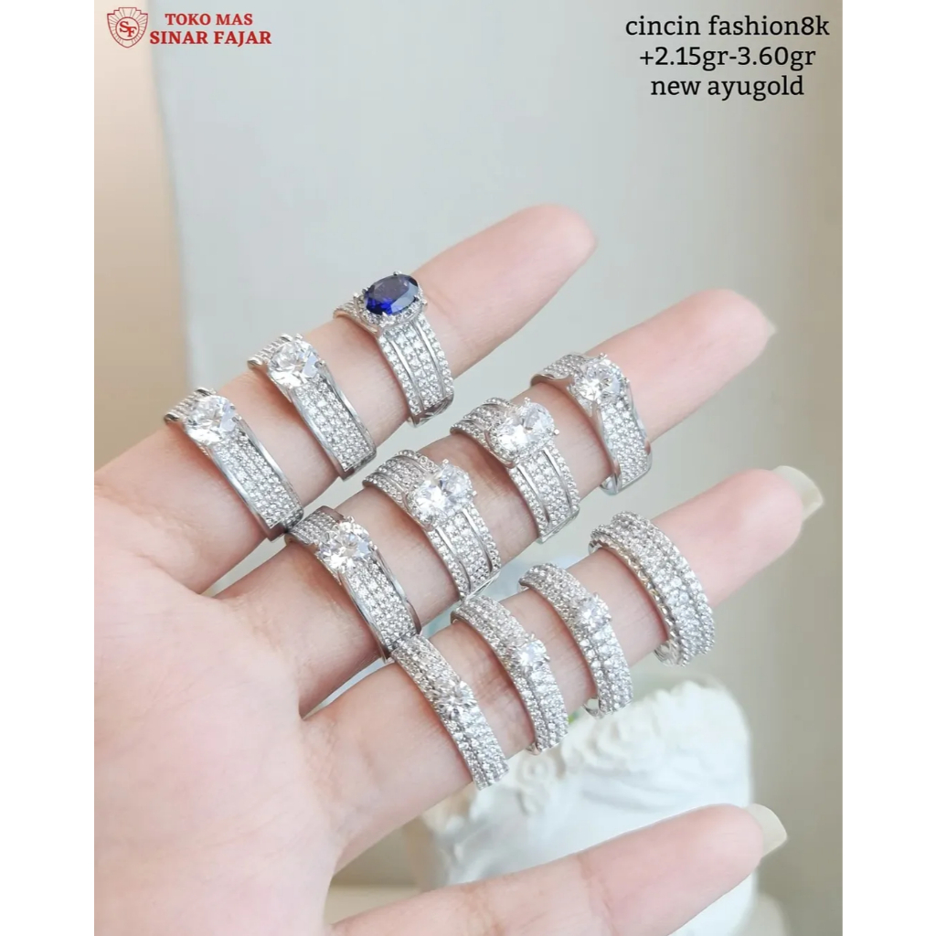 Cincin roxe whitegold emas kadar 9k/420% berat 3.60 gr