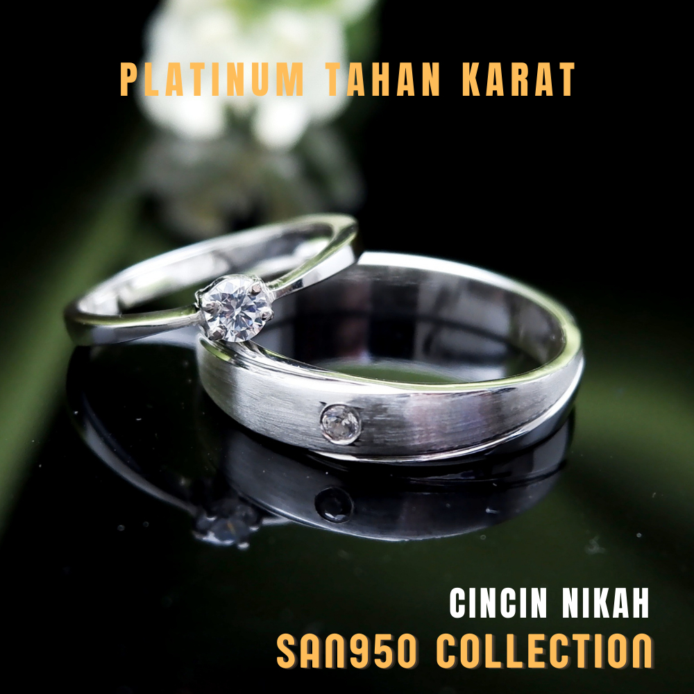 [C76] Cincin Tunangan Couple Nikah Kawin – Platinum Original SAN950, Pilihan Emas & Perak Palladium