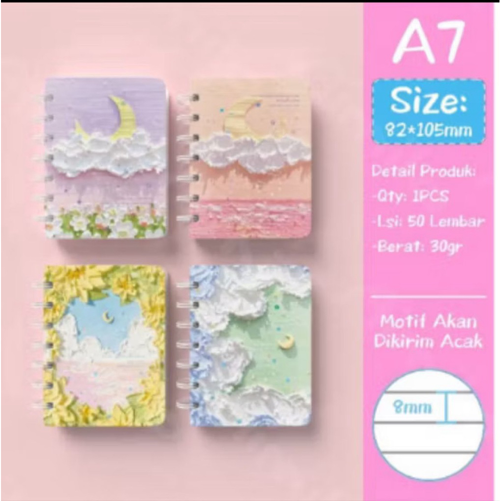 

Notebook A7 Buku Kecil Catatan Scrapbook Mini Buku Notes Kecil Alat Tulis Sekolah 80/50 Lembar