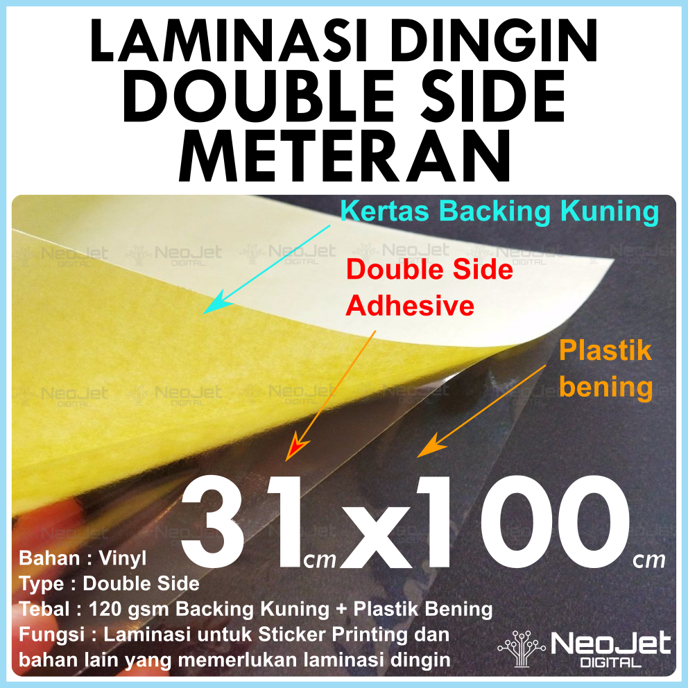 

Double Tape Meteran ukuran 31 cm x 100 cm Lem 2 sisi Double Tape Lembaran ADA LIPATAN