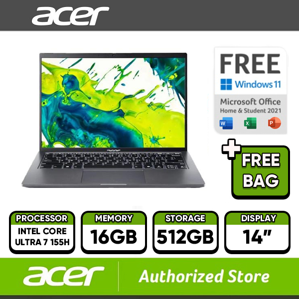 Acer Laptop AG14-71M-7705 Intel Core Ultra 7 155H 16GB 512GB 14" W11