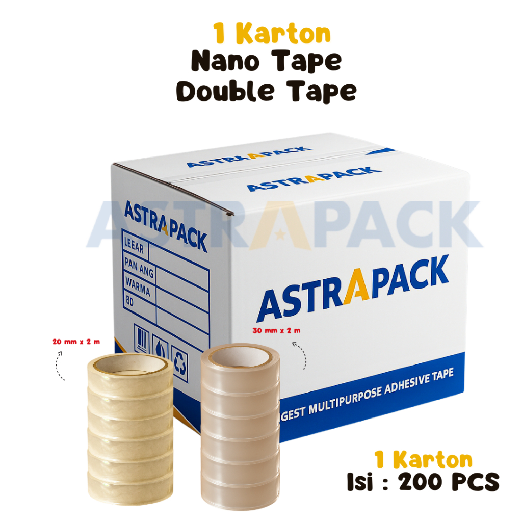 

Astrapack | 1 Dus Nano Tape 20 mm x 1 Micron | Double Tape Super Lengket | Tersedia Instant Grosir