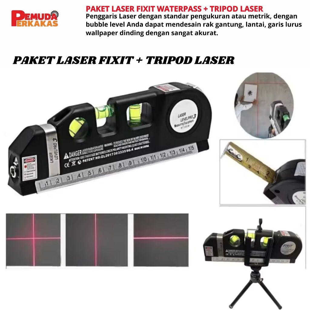 

{100% ORIGINAL TAFFWARE} Penggaris Laser Horizontal Vertical 250CM + Waterpass