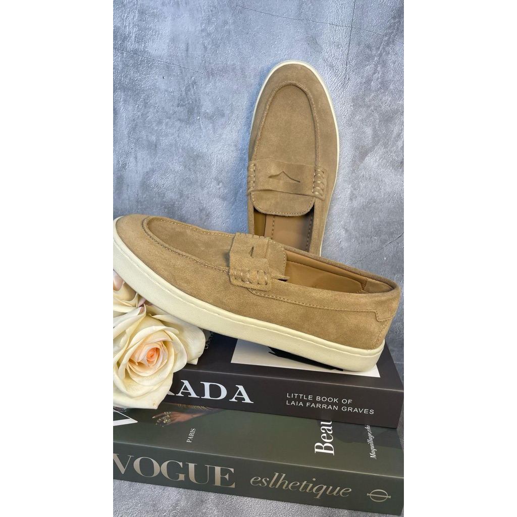 Preloved Zara Split Suede Penny Strap Loafers Shoes/Sepatu for Men/Pria in Beige not Black/Hitam Mur