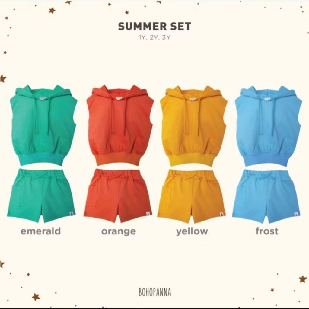 BOHOPANNA - BAJU SETELAN ANAK : ONE SET SUMMER SET [SIZE 4Y & 5-6Y]