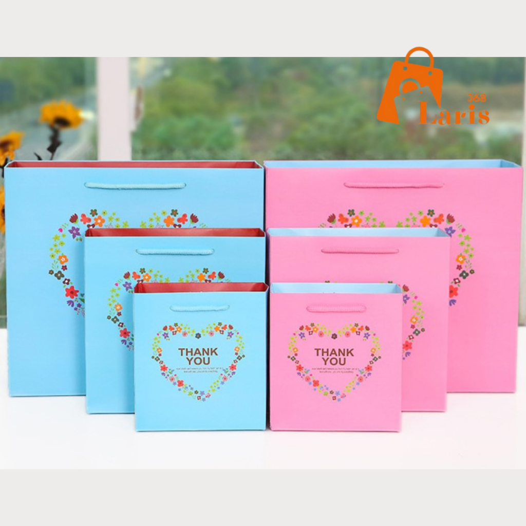 

Laris368 Paper Bag Paperbag Cantik Kantong Karton Korea Premium Tebal Tas Bungkusan Hadiah Kado Motif Thank You