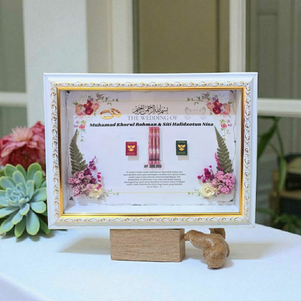 BINGKAI MAHAR 3D CUSTOM / FRAME 3D LIST GOLD/ FRAME MAHAR  / HANTARAN PERNIKAHAN