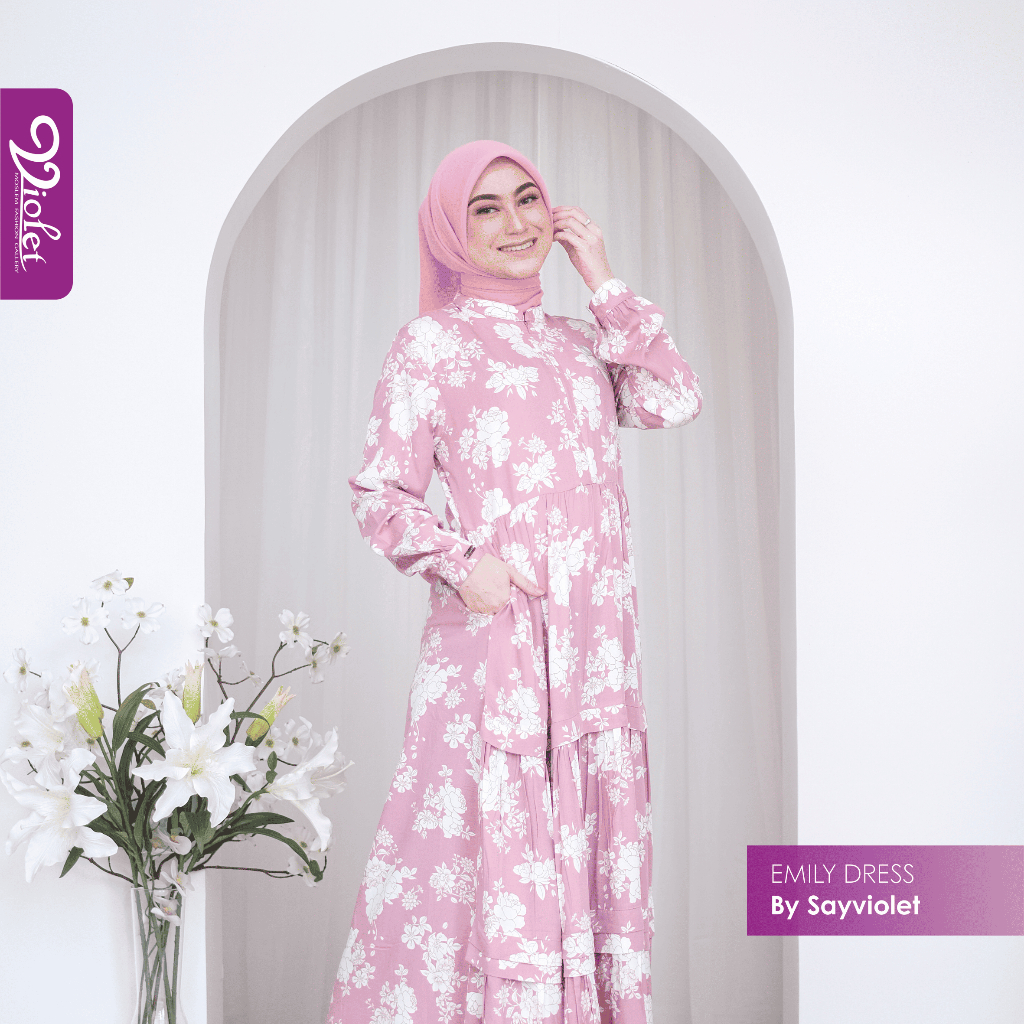 DRESS MUSLIM/BAJU MUSLIM WANITA/DRESS KATUN/DRESS JUMBO/EMILY DRESS/SAYVIOLET