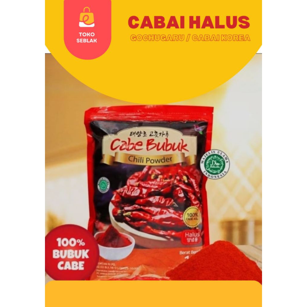

Gochugaru-Cabe bubuk Korea 50Gr(KEMASAN REPACK)/Chili powder/cabe kimchi halal Bpom