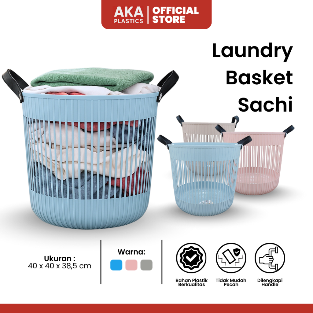 AKA Plastics - Keranjang Laundry Sachi - Keranjang Baju Besar - Keranjang Baju Plastik - Kuat & Koko