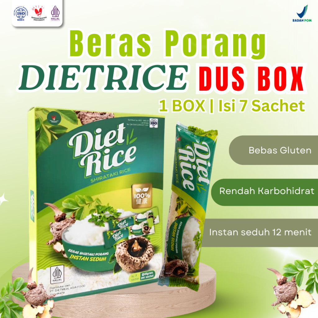 

Dietrice Beras Porang Instan Kemasan Box Isi 7 Sachet