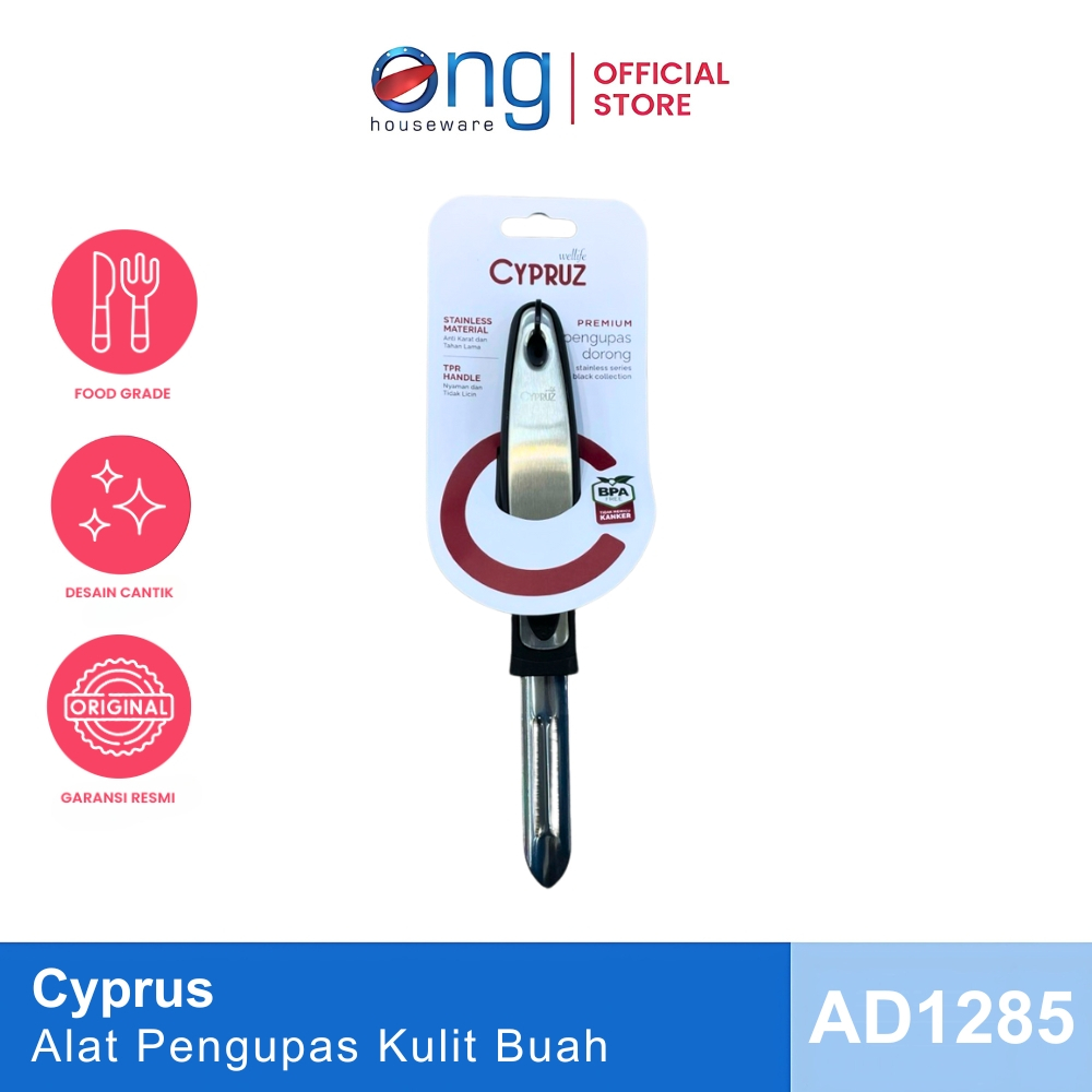 Ong Houseware - Alat Pengupas Peeler Slicer Kulit Buah Sayuran Dorong Stainless Cyprus AD1285
