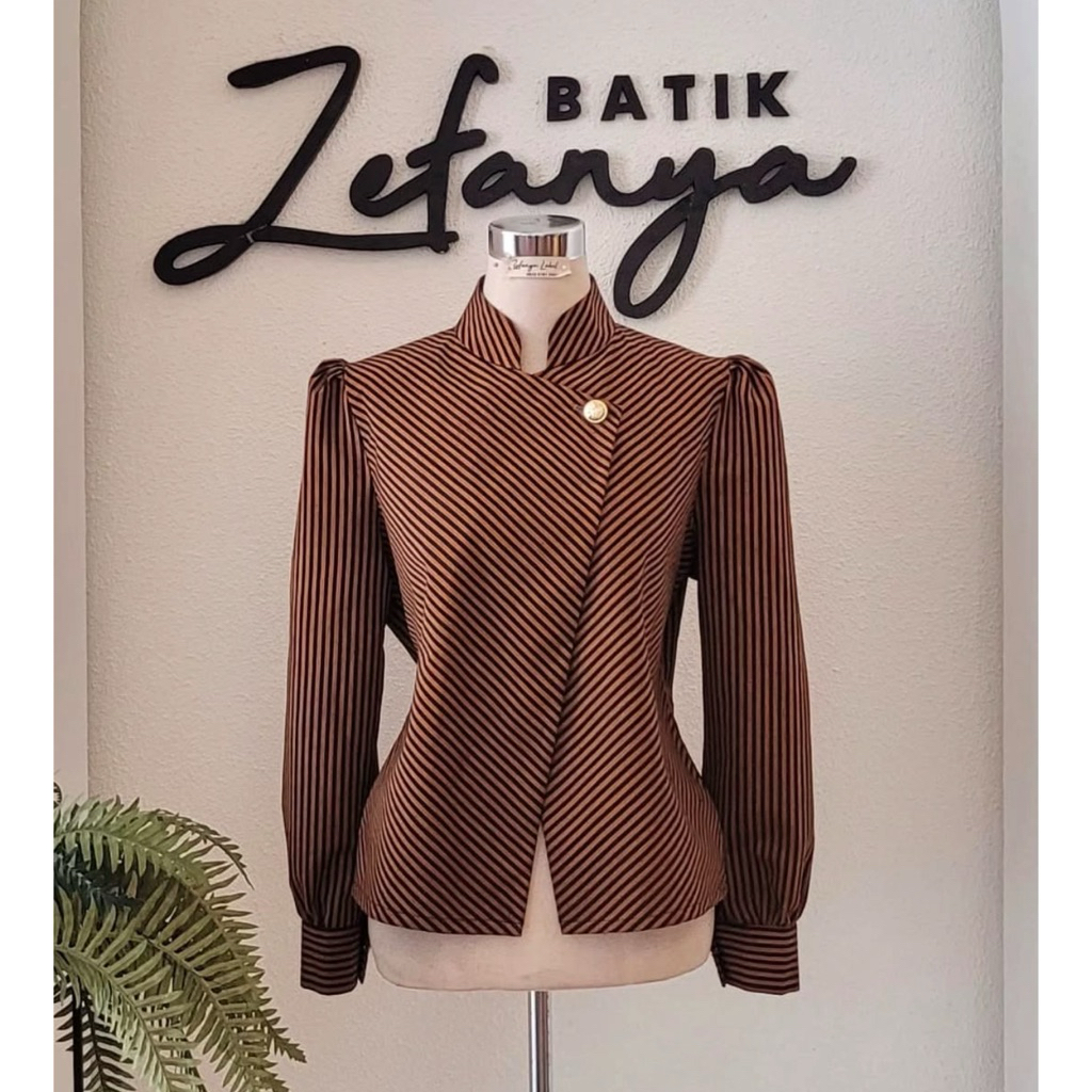 Atasan Batik Wanita Katun LURIK | Blus Katun Batik Kerja Wanita Fashion