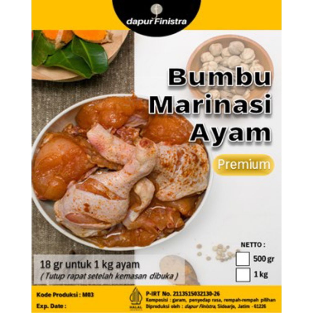 

BUMBU MARINASI AYAM PREMIUM By Dapur Finistra 1 Kg