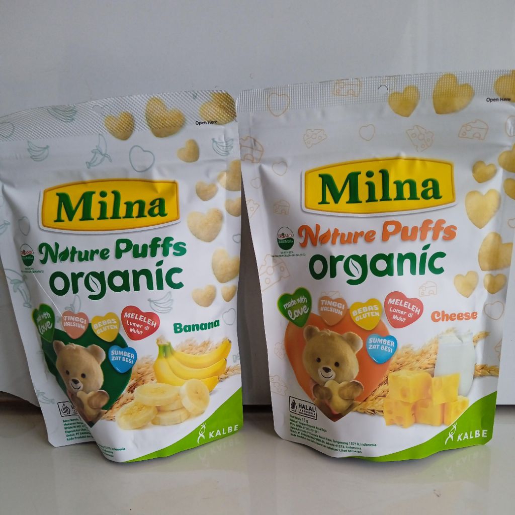 Milna Nature Puffs Organic 15g / Camilan Bayi 8 Bulan +