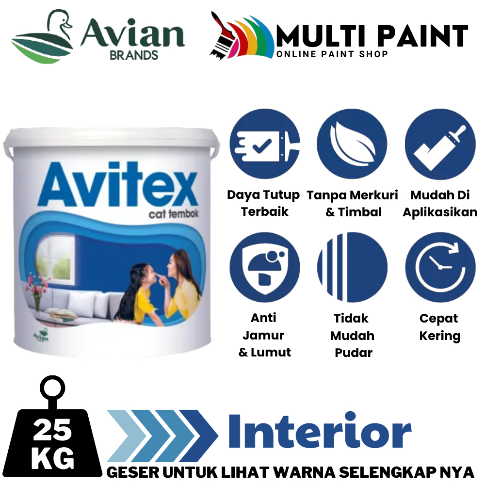 AVIAN AVITEX 25KG CAT TEMBOK INTERIOR SUPER WHITE 25KG CAT AVITEX 25KG SUPER WHITE CAT ANTI JAMUR