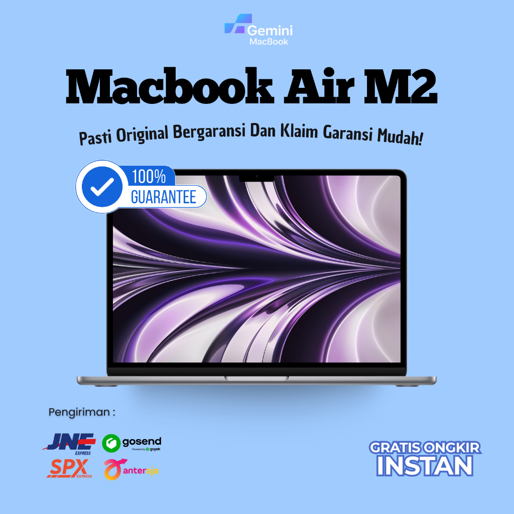 Macbook Air M2 Chip 13 Inch Ram 8 16 Ssd 256Gb 512GB Second Original Bergaransi Midnight Grey Starli