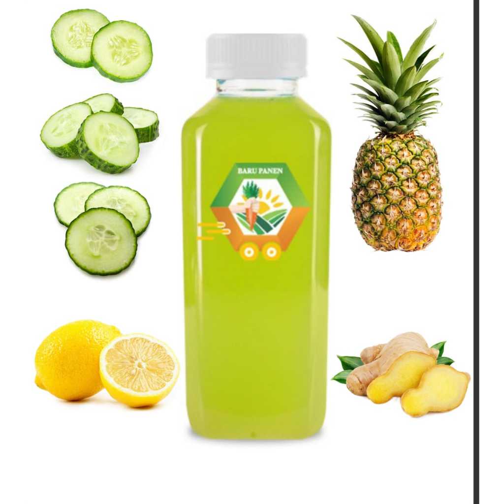 

Detox Juice Cold Pressed Nanas Timun Jahe Lemon Seledri