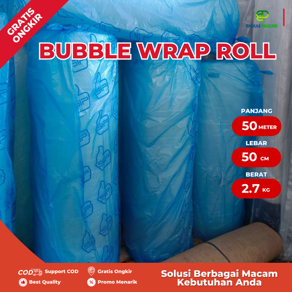 

1 Roll Bubble Warp 50 Meter x 50cm - Bubblewarp Pelindung Paket 1 Roll Lebih Murah