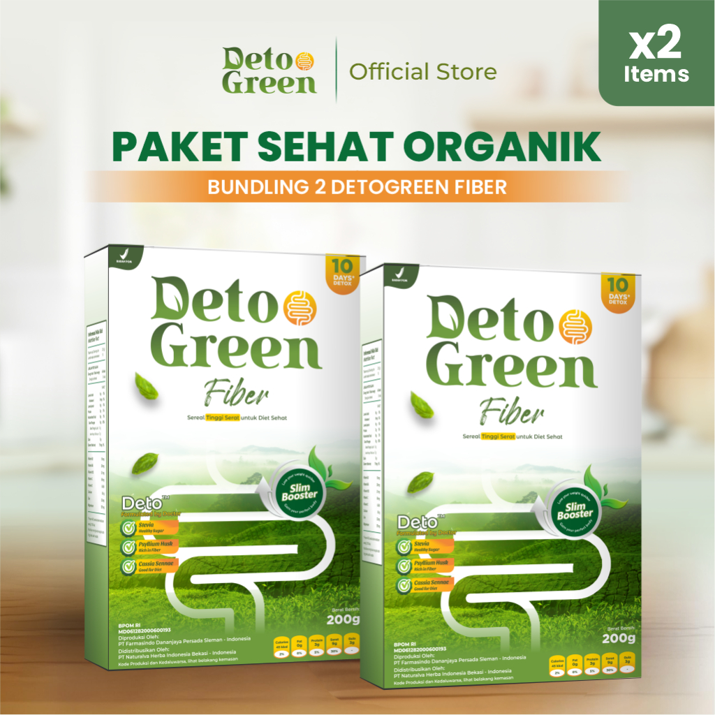 

DETOGREEN FIBER Paket 2 Sereal Oat Sehat Turunkan Berat Badan Diet Optimal 200 Gram