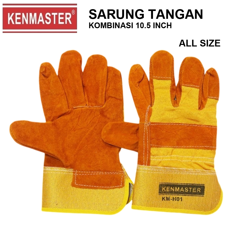 Sarung Tangan Kulit Kombinasi Protector Las Gerinda Proyek Kenmaster