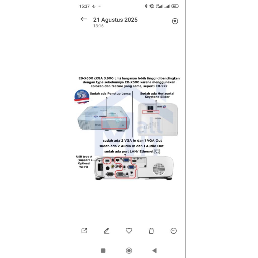 proyektor eroc smart x600 x7p