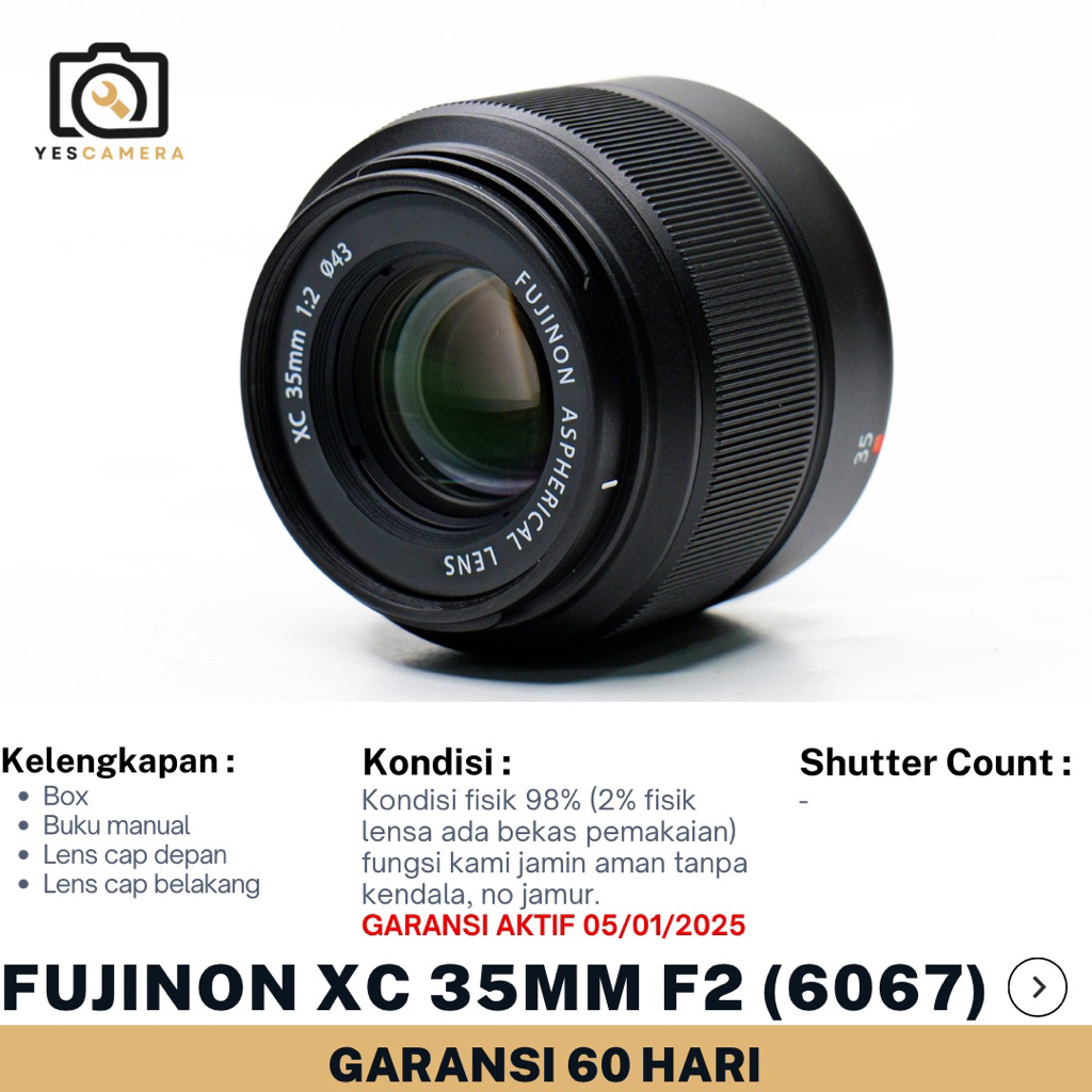Fujinon XC 35mm F2 (Bekas) - Auto Focus , GARANSI RESMI - Fullset Box (6067)