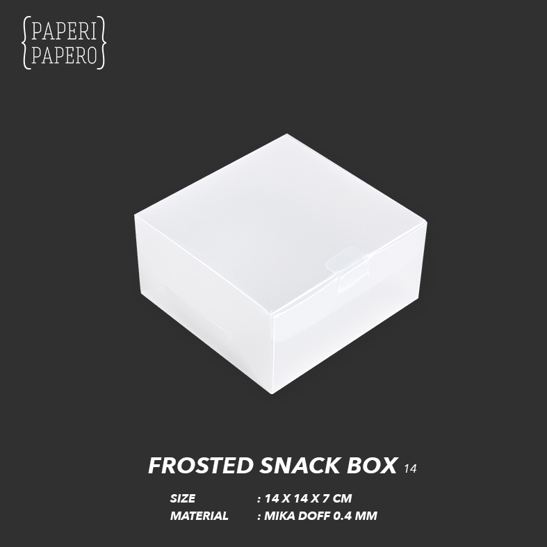 

Frosted Snack Box (14 x 14 x 7 cm) - Kotak Mika Doff Buram Kemasan Camilan / Hampers / Kue Kering