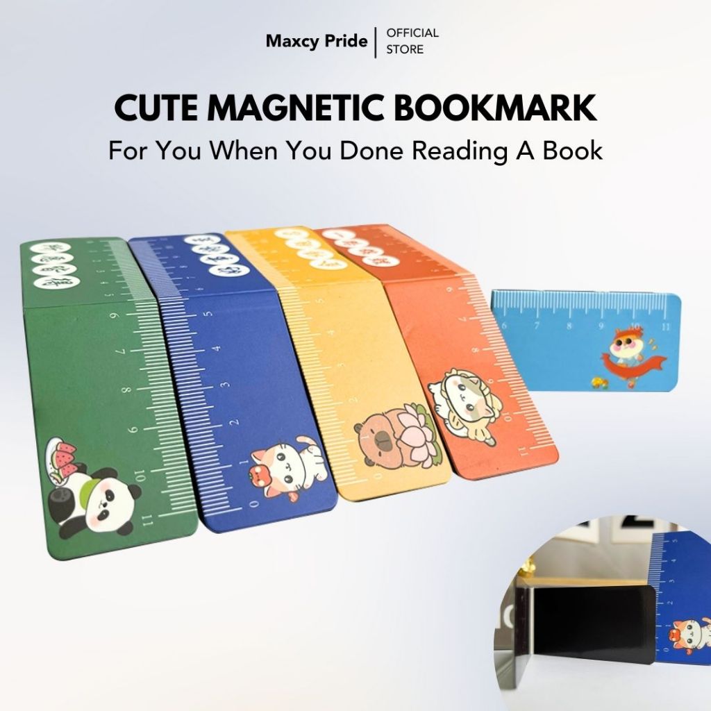 

Pembatas Buku Magnetic Penggaris Lipat Karakter Kartun Bookmark Penjepit Kertas