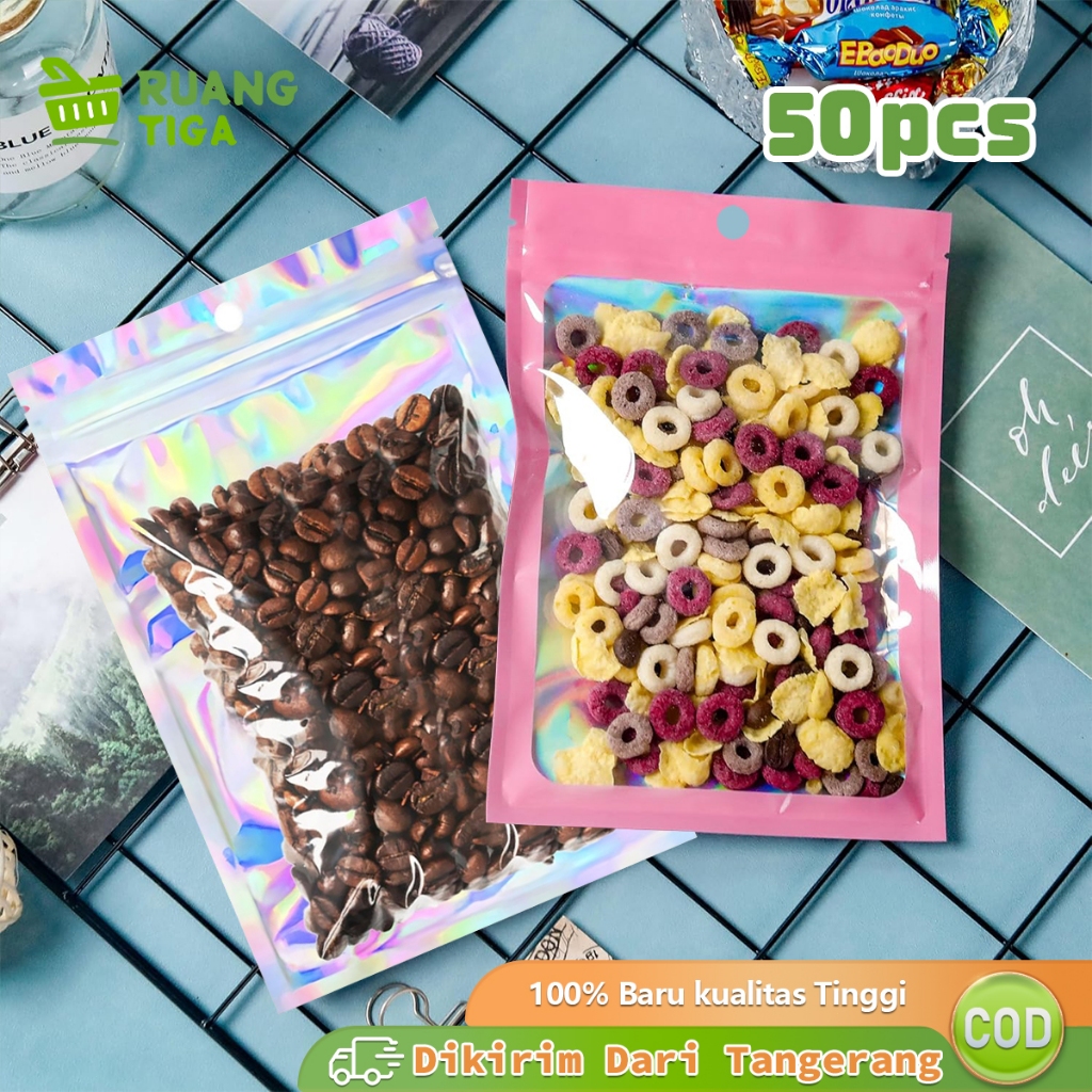 

50pcs Plastik Klip Ziplock Hologram 10.5*15cm Bening Zipper Plastik OPP Hologram Accesories Photocard & Fancy