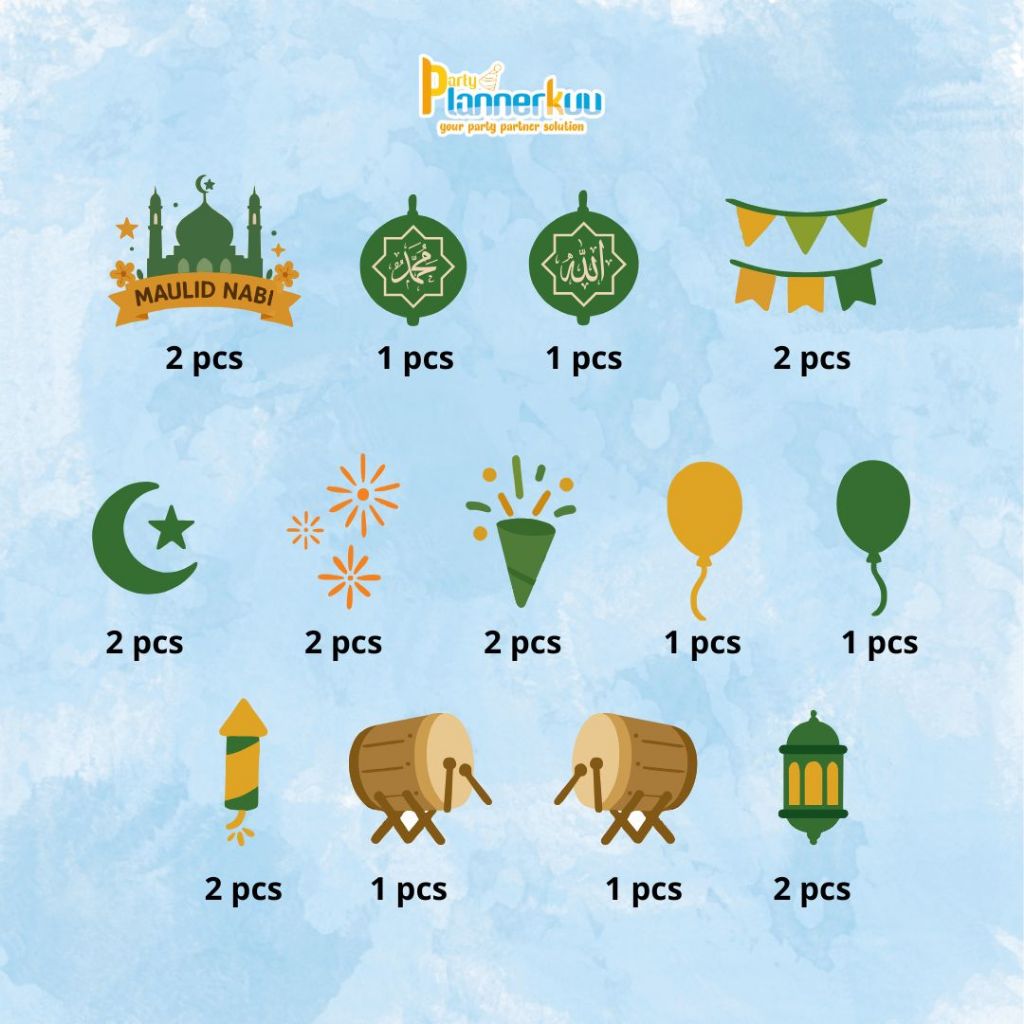 Partyplannerkuu Topper Tumpeng Maulid Nabi – Hiasan Tumpeng & Nasi Kuning Islami Aesthetic